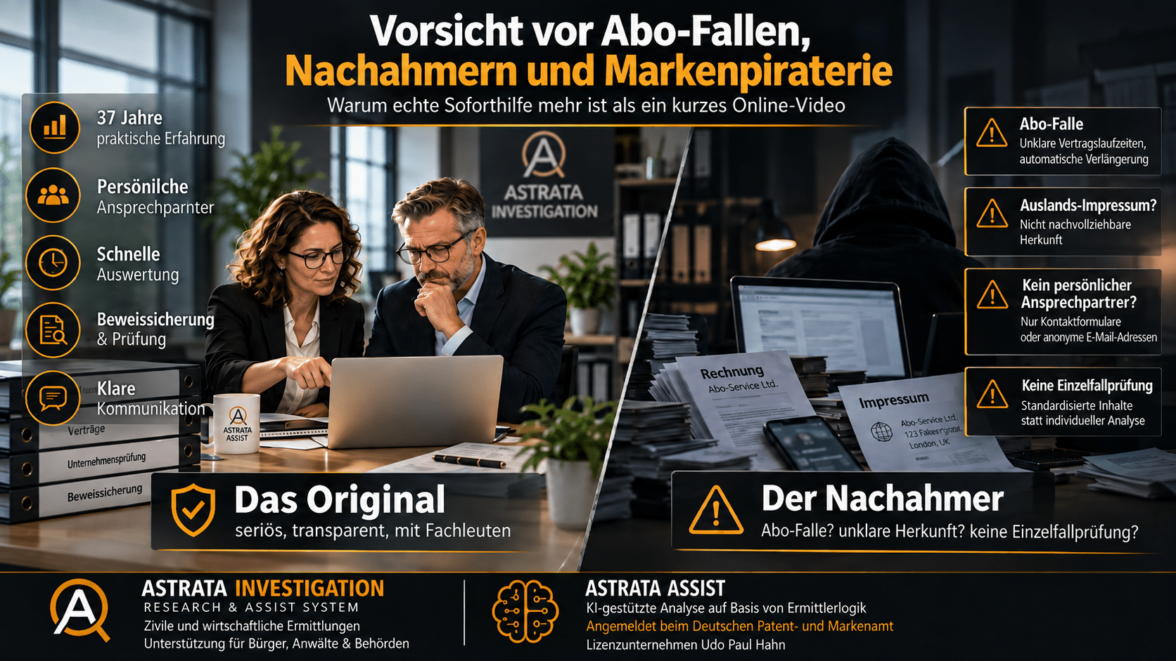 AbofallennachahmerChatGPT-Bild 27. Sept. 2026, 14_28_03 Abo-Fallen, Nachahmer und Markenpiraterie – ASTRATA ASSIST hilft bei Beweissicherung und Anbieterprüfung